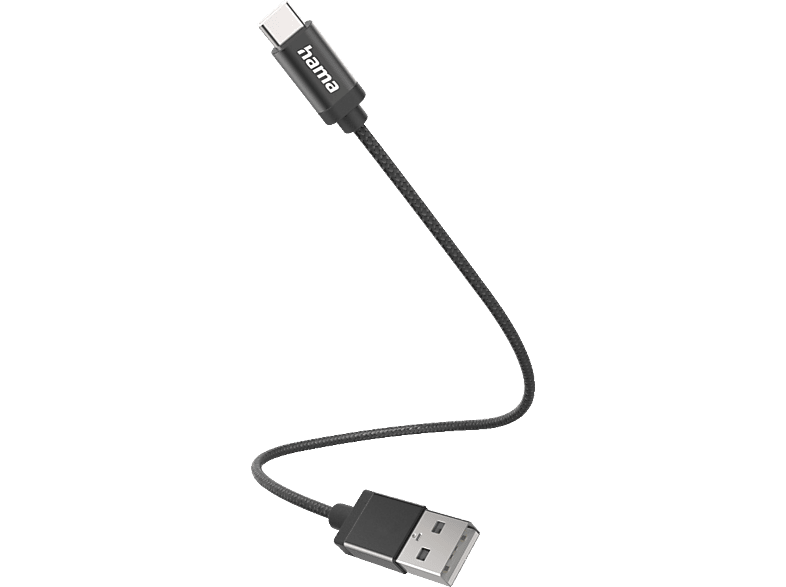 HAMA USB-A auf USB-C, Ladekabel, 0,2 m, Schwarz