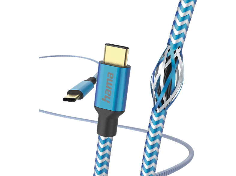 HAMA Reflective, USB-C, Ladekabel, 1,5 m, Blau