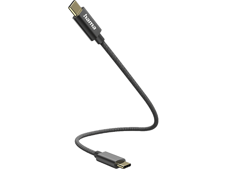 HAMA USB-C, Ladekabel, 0,2 m, Schwarz