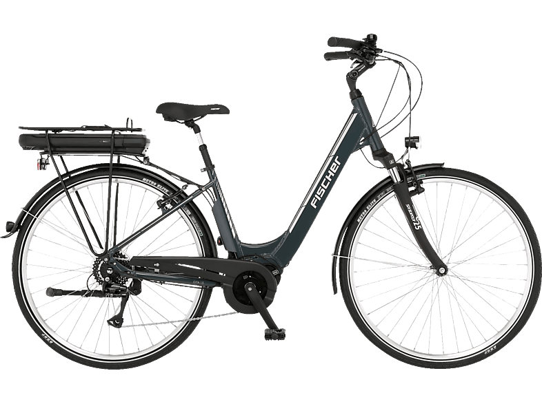 FISCHER Cita 1.5 Citybike (Laufradgröße: 28 Zoll, Rahmenhöhe: 44 cm, Damen-Rad, 418 Wh, Granitgrau)