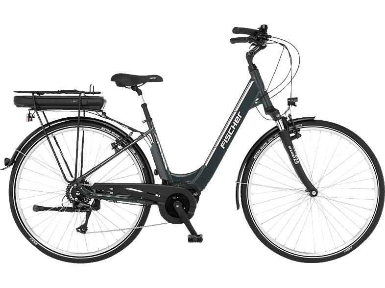 FISCHER Cita 1.5 Citybike (Laufradgröße: 28 Zoll, Rahmenhöhe: 44 cm, Damen-Rad, 522 Wh, Granitgrau)