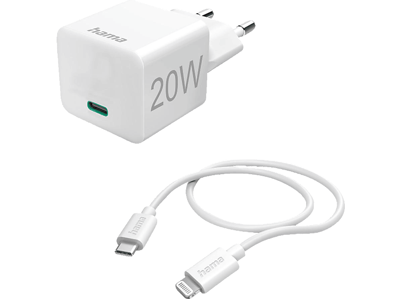 HAMA Lightning, PD Schnellladegerät-Set Apple 20 Watt, Weiß