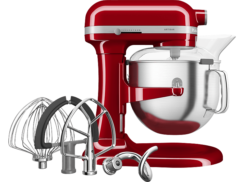 KITCHENAID 5KSM70SHXEER Küchenmaschine Empire Rot (Rührschüsselkapazität: 6,6 l, 375 Watt)