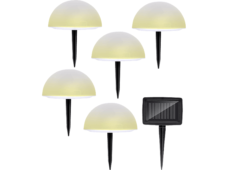 GRUNDIG 5er Set Solar LED Bodenleuchten, Weiß, Warmweiß