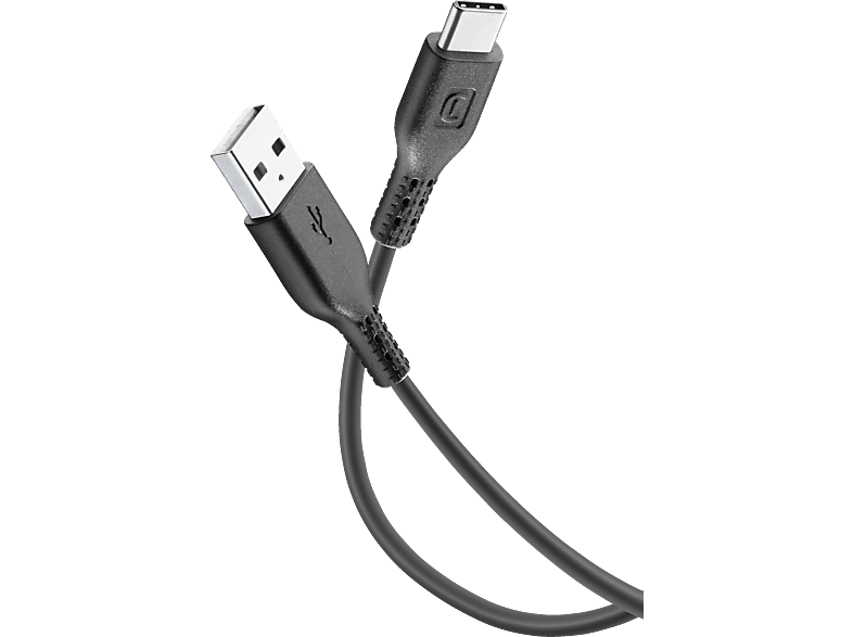 CELLULAR LINE Power Cable USB-A auf USB-C, Datenkabel/Ladekabel, 1,2 m, Schwarz