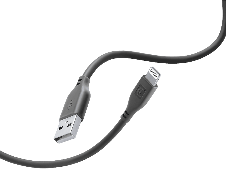 CELLULAR LINE Softtouch Lightning auf USB, Ladekabel, 1,2 m, Schwarz