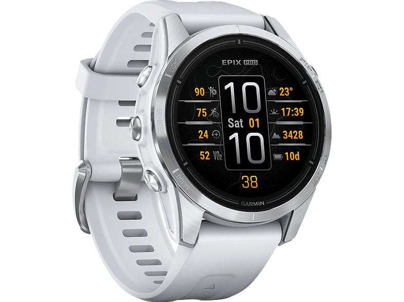 GARMIN EPIX PRO GEN 2 (42MM) Smartwatch Silikon, 108-182 mm, Steinweiss/Silber