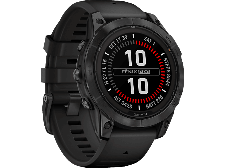 GARMIN FENIX 7 PRO SOLAR Smartwatch Silikon, 125-208 mm, Schwarz/Schiefergrau