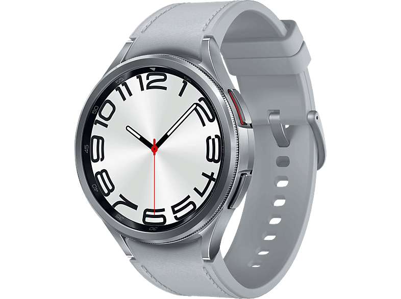 SAMSUNG Galaxy Watch6 Classic 47 mm Smartwatch Kunstleder, M/L, Silver