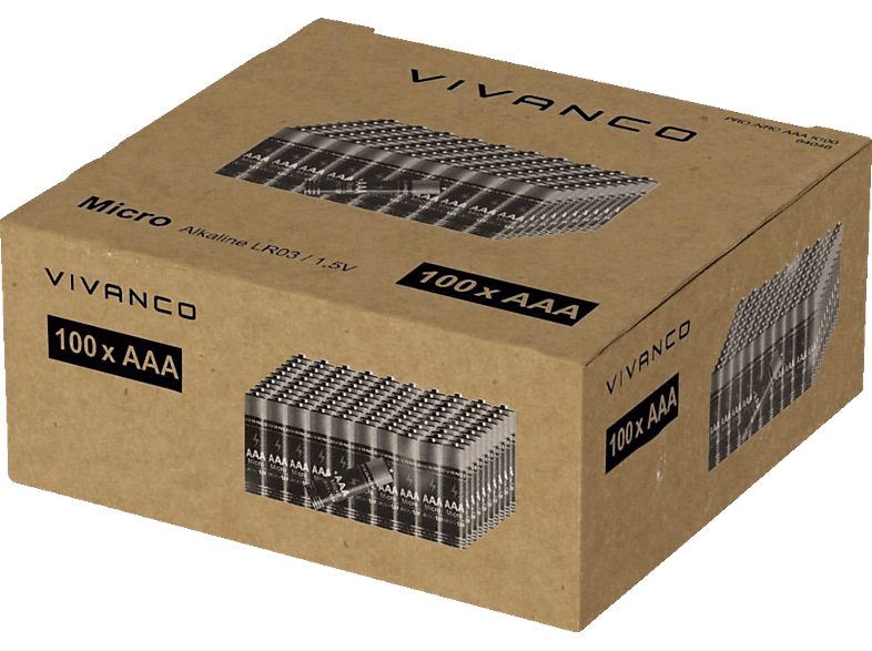 VIVANCO Micro AAA Batterie, Alkali-Mangan, 1.5 Volt 100 Stück