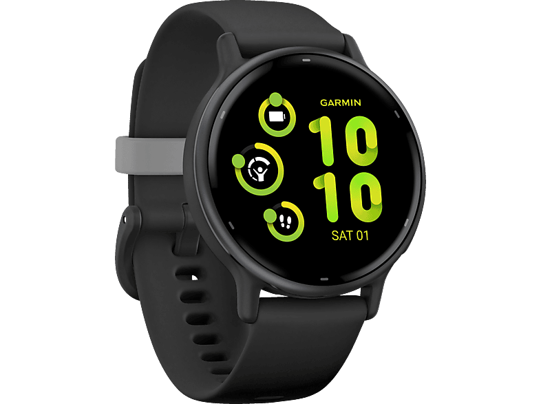 GARMIN VIVOACTIVE® 5 MUSIC Smartwatch faserverstärktes Polymer Silikon, 20mm, Schwarz/Schiefergrau