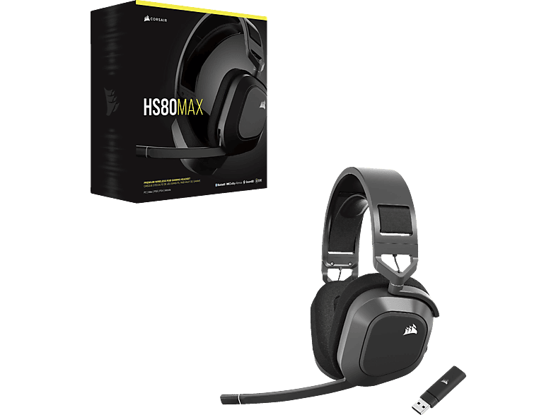 CORSAIR HS80 Max, Over-ear Gaming Headset Bluetooth Stahlgrau