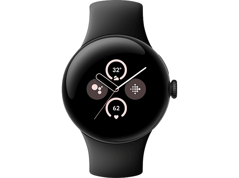 GOOGLE Pixel Watch 2 (LTE) Smartwatch Aluminium Fluorelastomer, 130–175 mm, 165–210 Matte Black/Obsidian