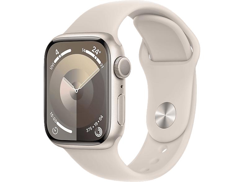 APPLE Watch Series 9 GPS 41 mm Smartwatch Aluminium Fluorelastomer, 130 - 180 mm, Polarstern