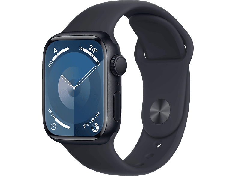 APPLE Watch Series 9 GPS 41 mm Smartwatch Aluminium Fluorelastomer, 130 - 180 mm, Mitternacht