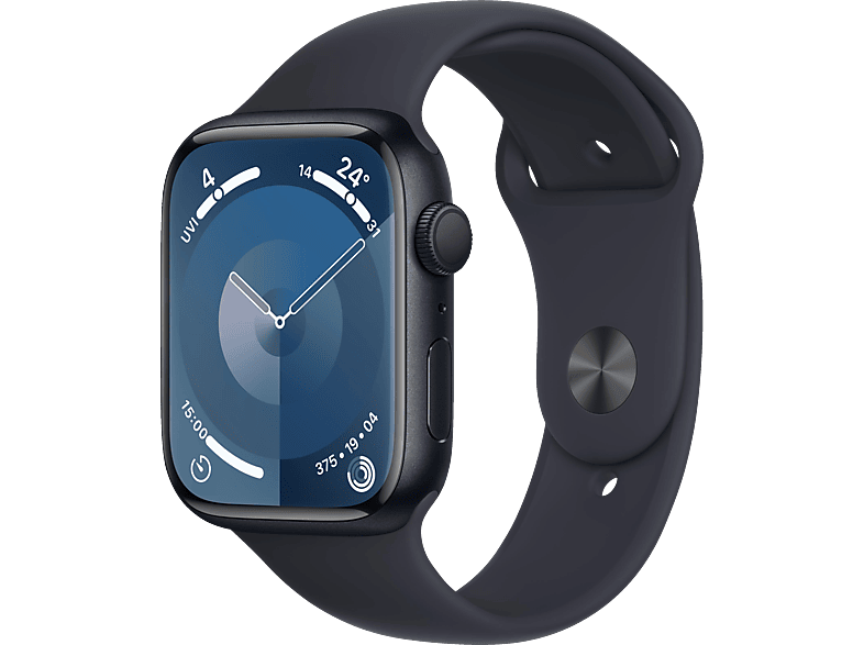 APPLE Watch Series 9 GPS 45 mm Smartwatch Aluminium Fluorelastomer, 130 - 180 mm, Mitternacht