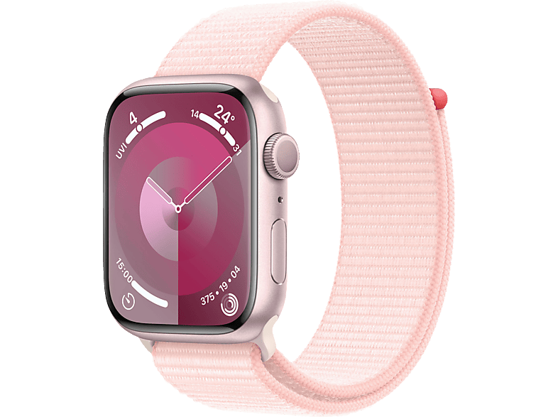 APPLE Watch Series 9 GPS 45 mm Smartwatch Aluminium Textil Carbon Neutral, 130 - 200 mm, Rosé