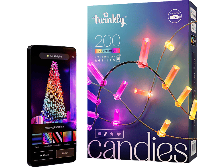 TWINKLY Candies Candles LED Lichterkette RGB 16 Mio. Farben