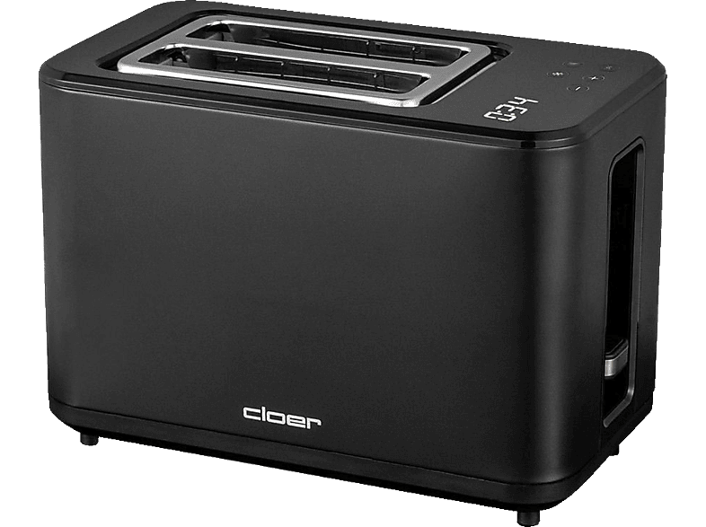 CLOER 3830 Digitaler Toaster Schwarz matt (900 Watt, Schlitze: 2)