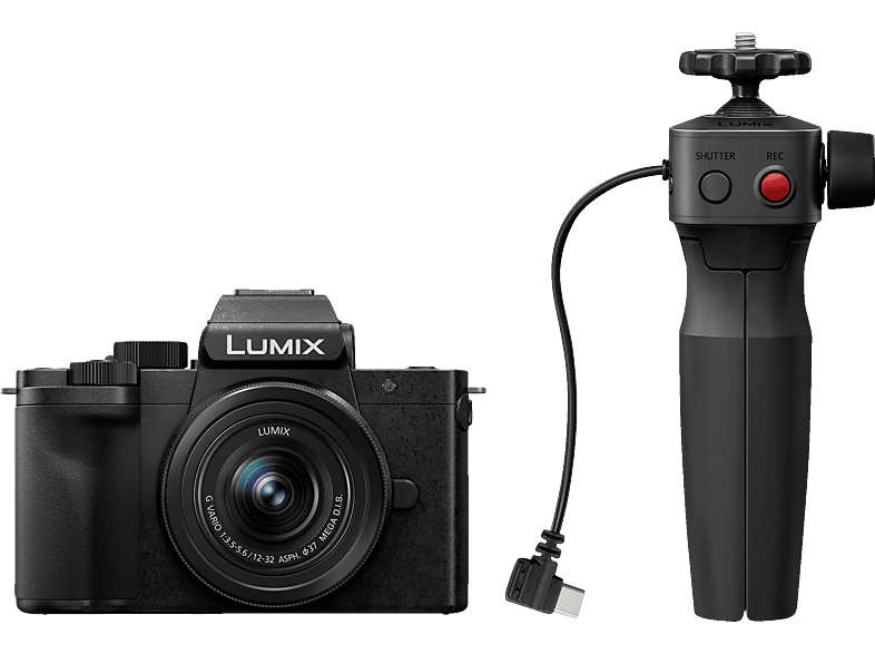PANASONIC Lumix DC-G 100 DVEGK + Griff SHGR2 spiegellose Systemkamera mit Objektiv 12 - 32 mm, 7,5 cm Display Touchscreen, WLAN