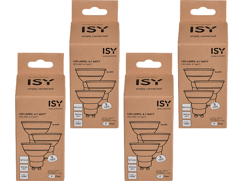 ISY LED-GU10-4.7W-OO 12er Pack LED Lampe GU10 Warmweiß