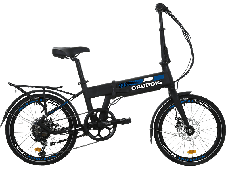 GRUNDIG E-Faltrad 20" Urbanbike (Laufradgröße: 20 Zoll, Rahmenhöhe: 30 cm, Unisex-Rad, 252 Wh, Schwarz)